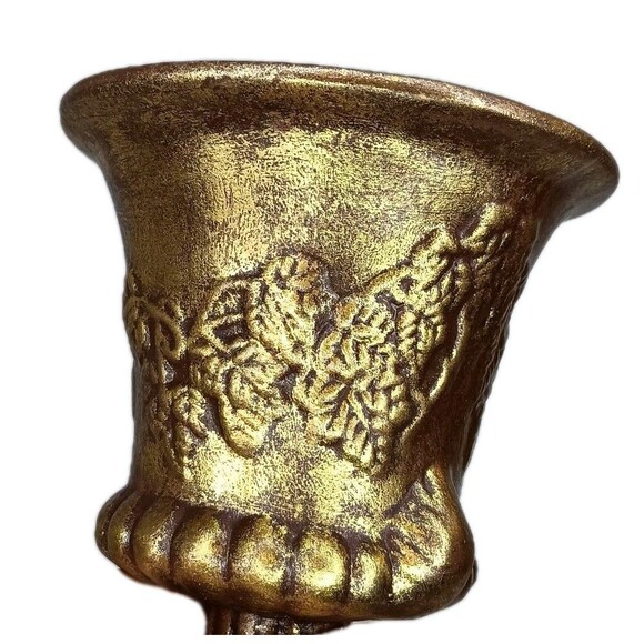 Gold Urn Planter Ceramic Baroque Vine With Leaves Hollywood Regency - Picture 7 of 13